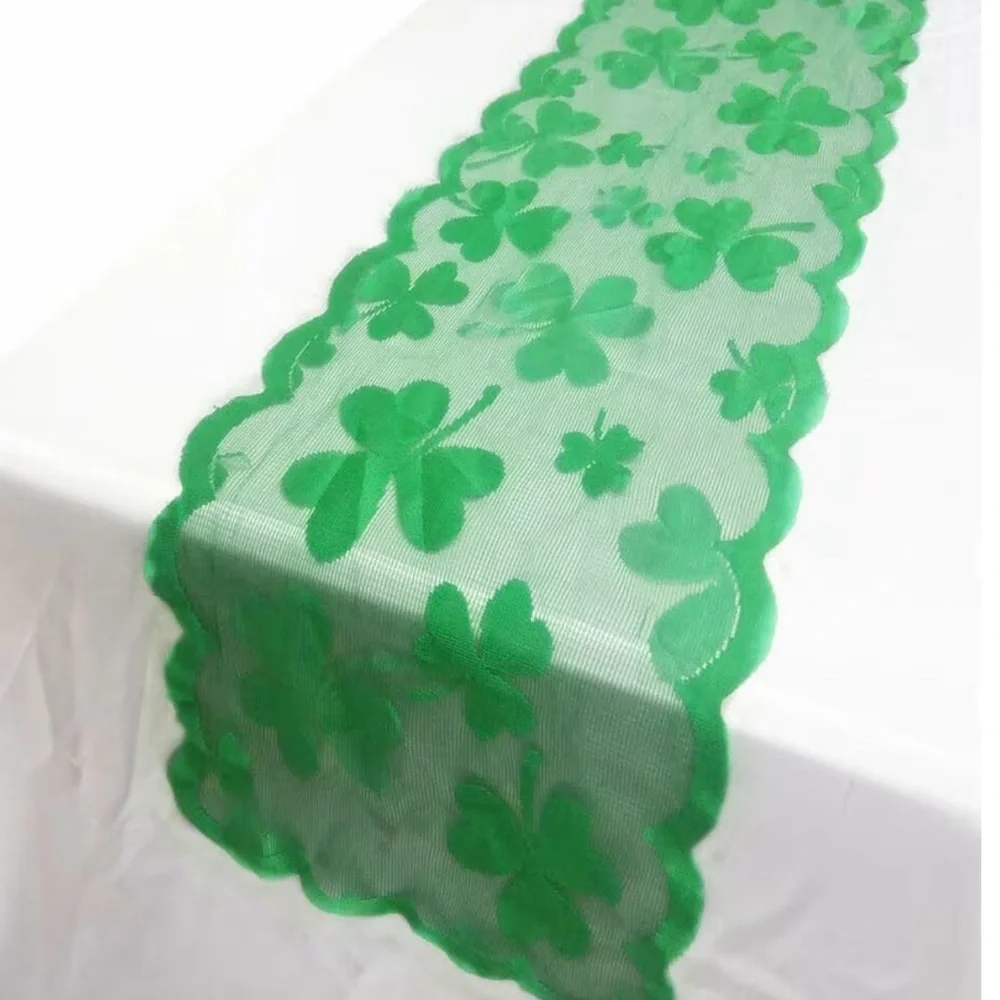 Green Clover Lace Table Runner st Patrick’s Day